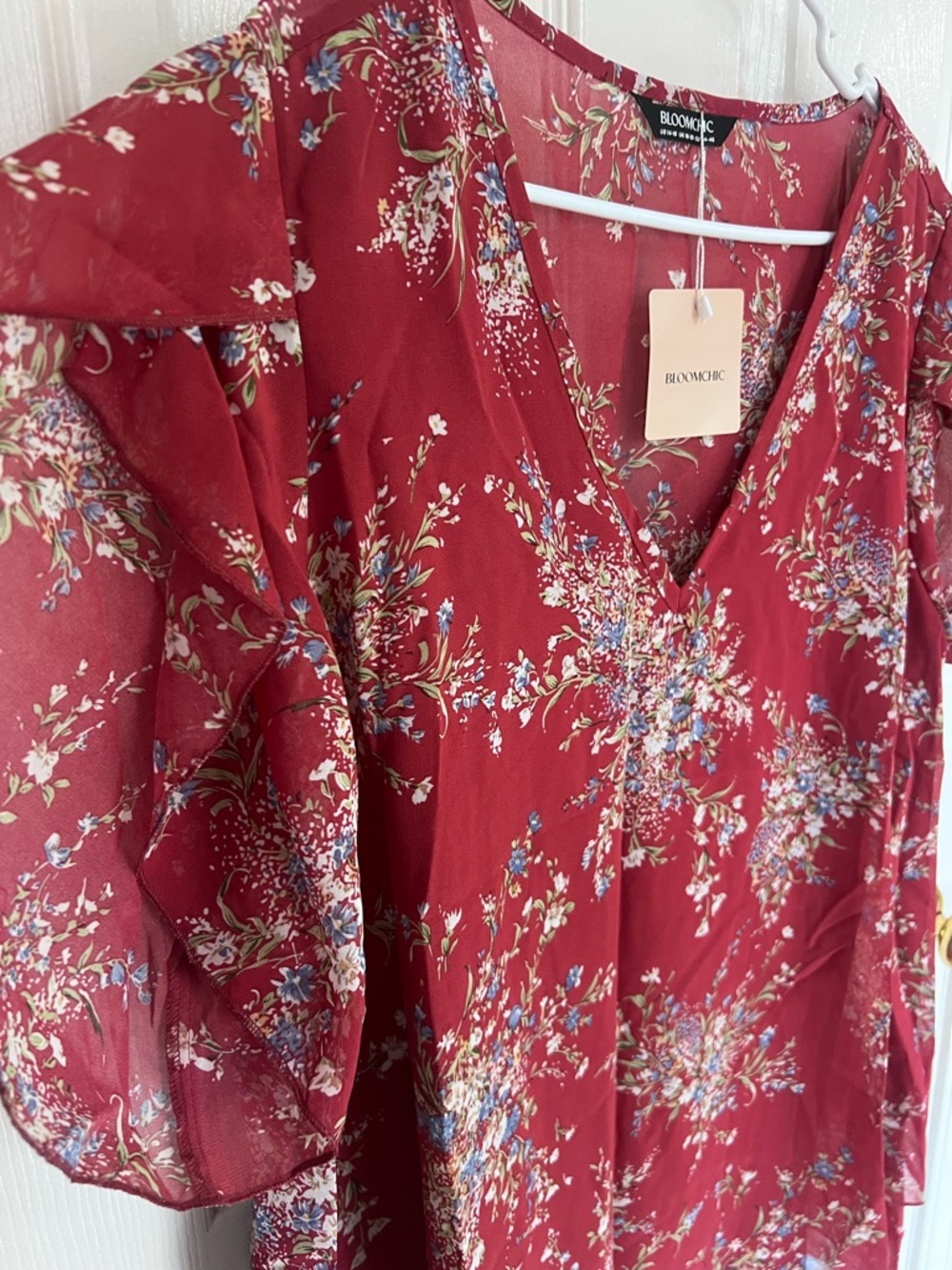 2 BloomChic Rust Floral V-Neck Layered Blouse NWT sz 14-16 - Picture 7 of 9